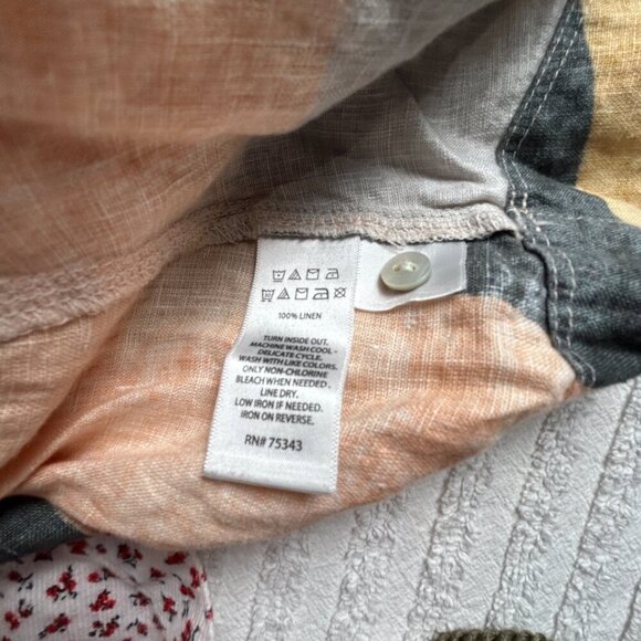 Rachel Zoe Womens Linen Summer Shift Dress Large Peach Grey Abstract Pockets - Picture 4 of 9